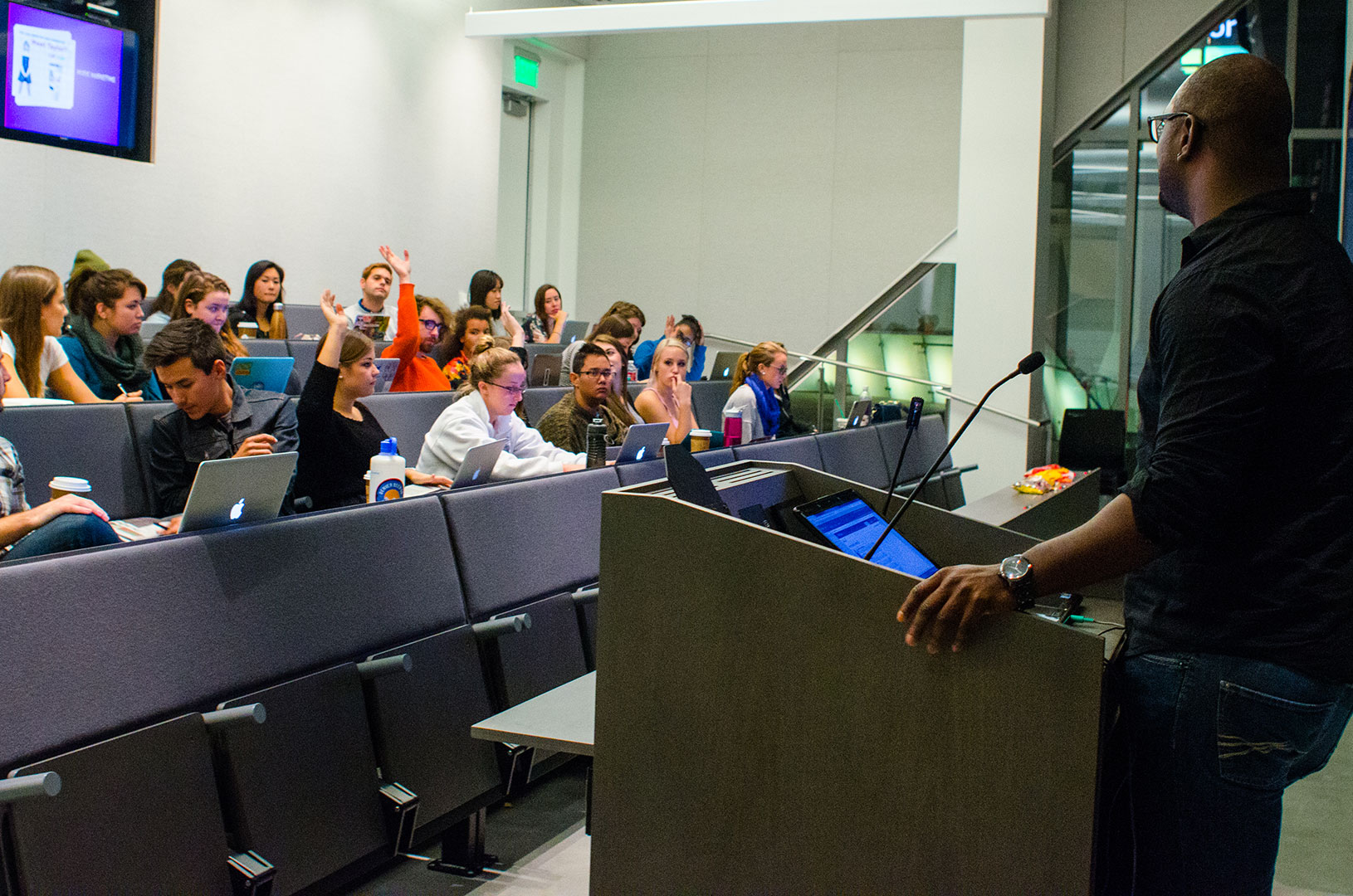 class being held in a lecture hall